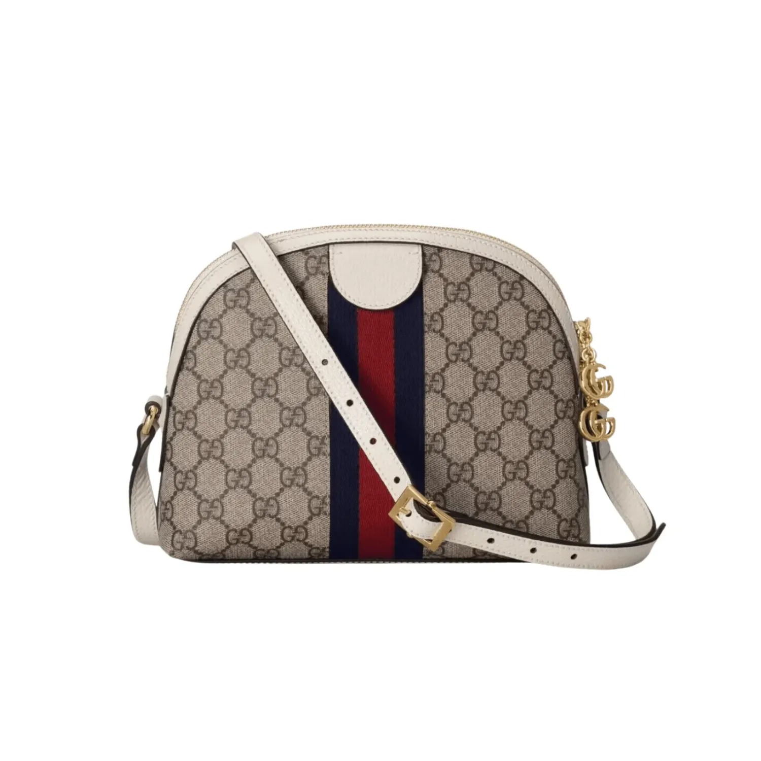 GG BORSA A SPALLA DONNA OPHIDIA SUPREME PICCOLA BEIGE ED EBANO