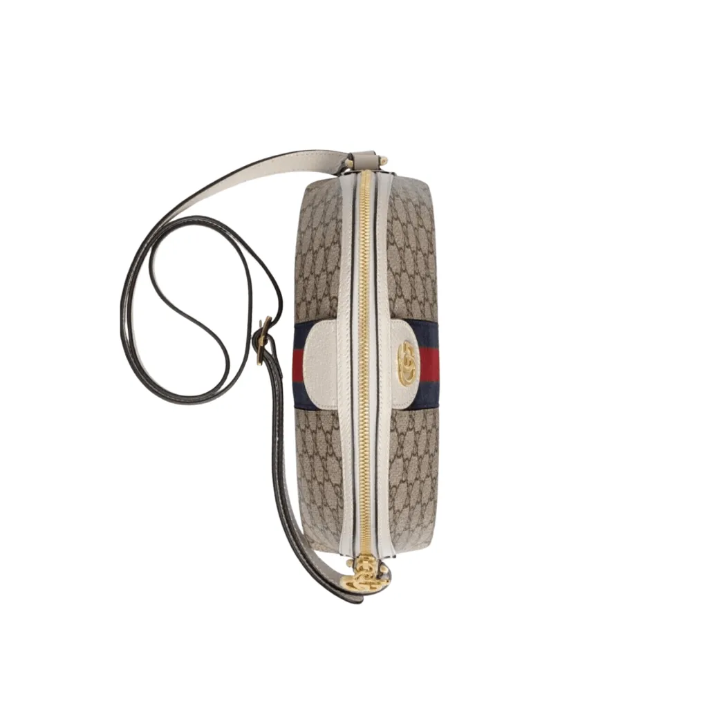 GG BORSA A SPALLA DONNA OPHIDIA SUPREME PICCOLA BEIGE ED EBANO