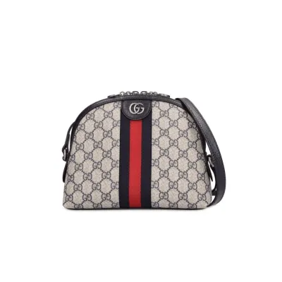 GG BORSA A SPALLA DONNA OPHIDIA SUPREME PICCOLA BLU E BEIGE