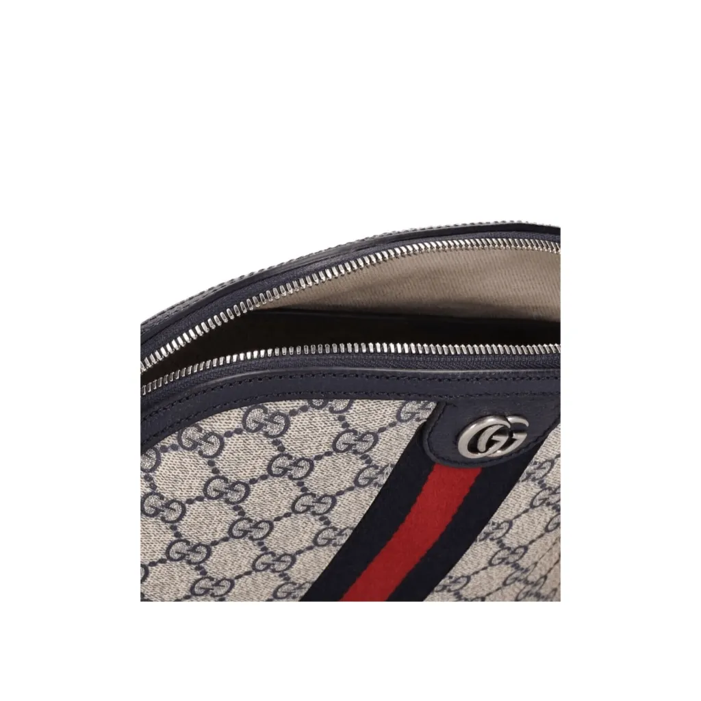 GG BORSA A SPALLA DONNA OPHIDIA SUPREME PICCOLA BLU E BEIGE