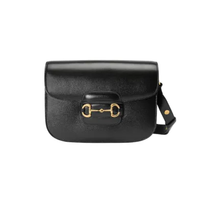 GG BORSA A SPALLA HORSEBIT 1955 IN PELLE LISCIA NERO