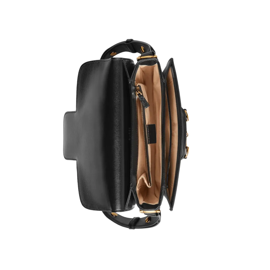 GG BORSA A SPALLA HORSEBIT 1955 IN PELLE LISCIA NERO