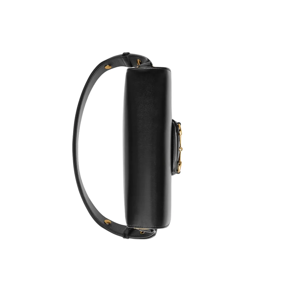 GG BORSA A SPALLA HORSEBIT 1955 IN PELLE LISCIA NERO