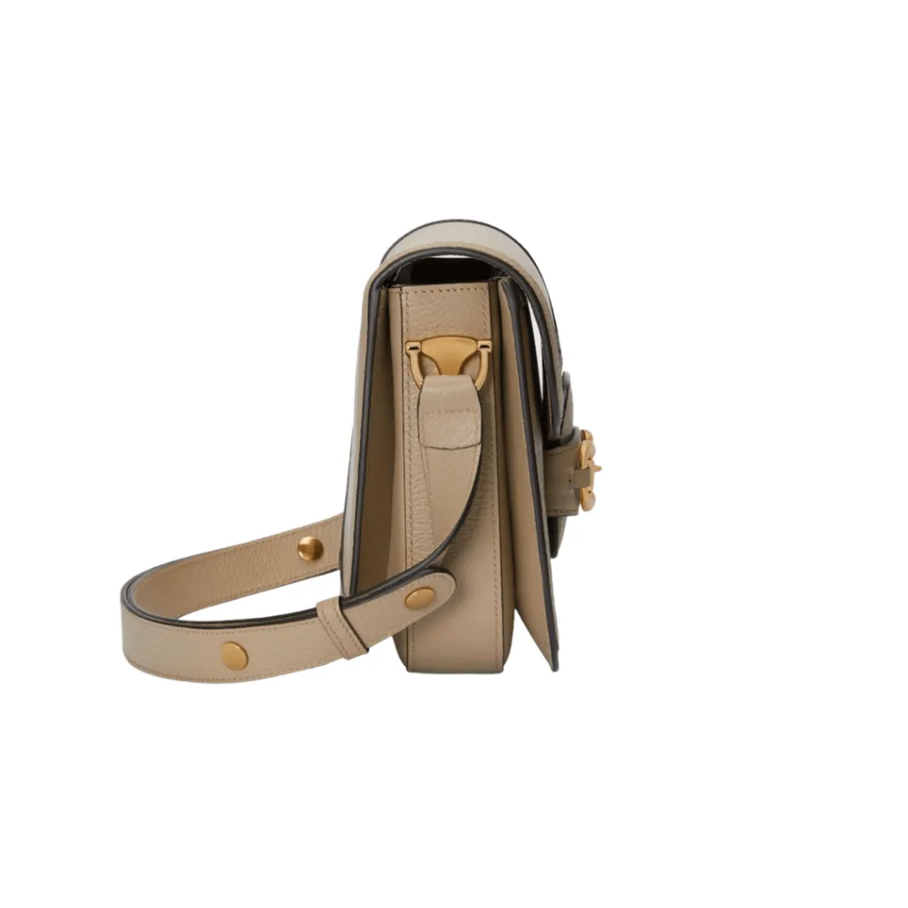 GG BORSA A SPALLA HORSEBIT 1955 PICCOLA IN TESSUTO SUPREME BEIGE ED EBANO