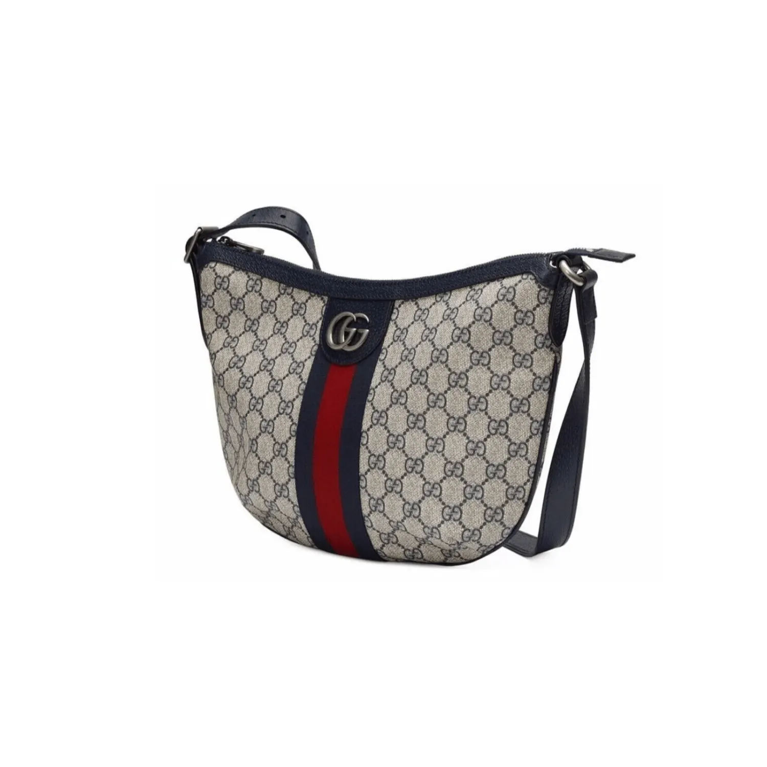 GG BORSA A SPALLA OPHIDIA SUPREME PICCOLA BLU E BEIGE