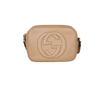 GG BORSA A SPALLA SOHO PICCOLA IN PELLE BEIGE CHIARO