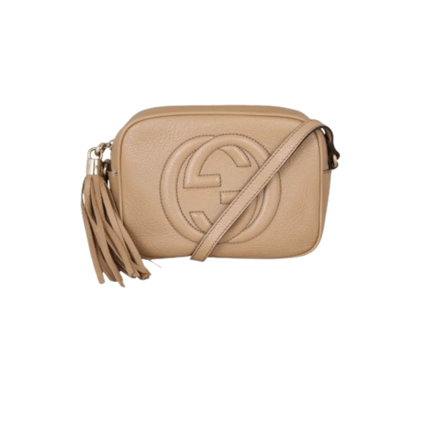 GG BORSA A SPALLA SOHO PICCOLA IN PELLE BEIGE CHIARO