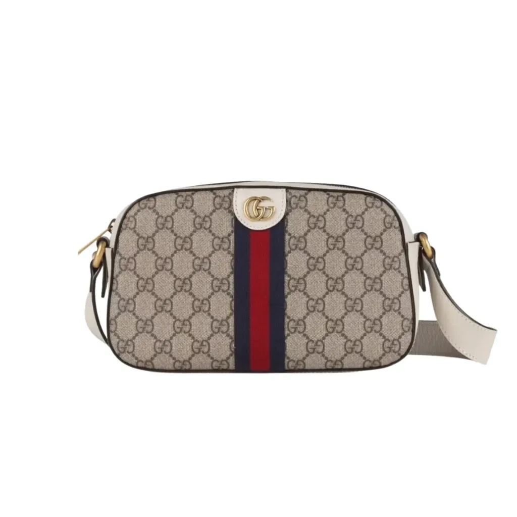 GG BORSA A TRACOLLA OPHIDIA  SUPREME PICCOLA BEIGE ED EBANO