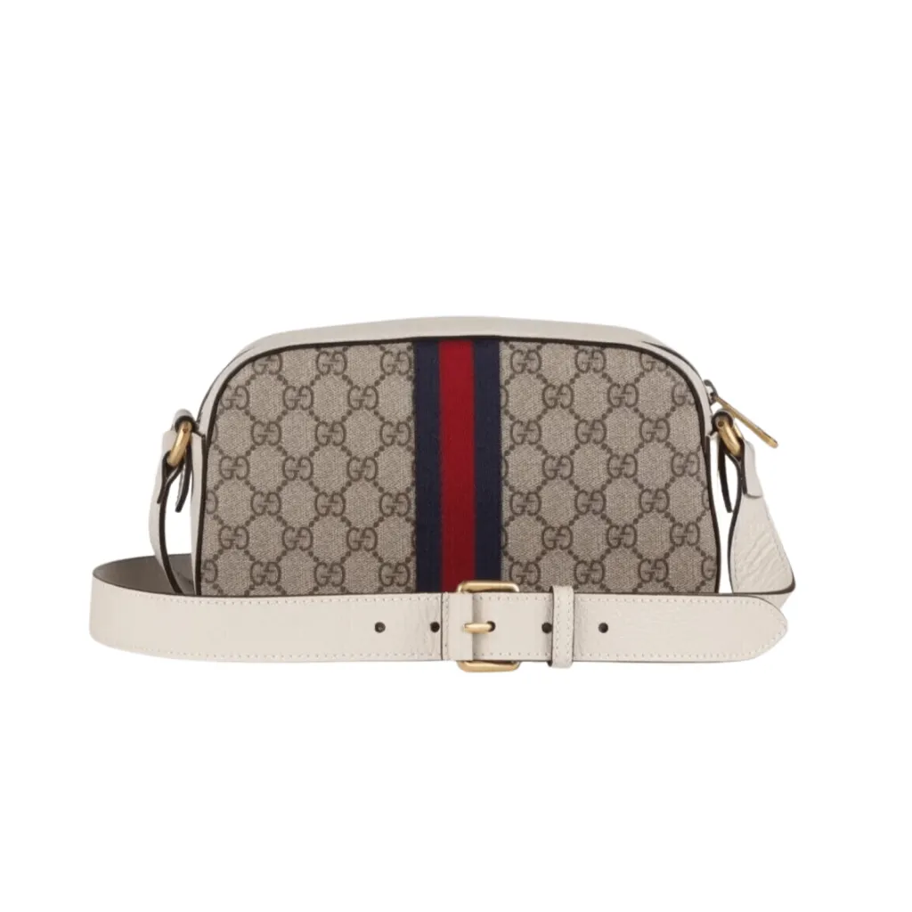 GG BORSA A TRACOLLA OPHIDIA  SUPREME PICCOLA BEIGE ED EBANO