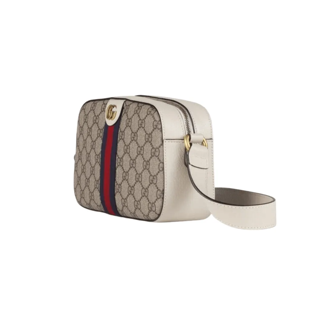 GG BORSA A TRACOLLA OPHIDIA  SUPREME PICCOLA BEIGE ED EBANO