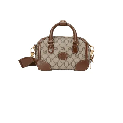 GG BORSA DA VIAGGIO PICCOLA CON TELA SUPREME BEIGE ED EBANO