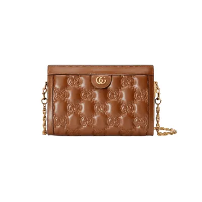 GG BORSA MATELASSÉ MISURA PICCOLA IN PELLE MARRONE CHIARO
