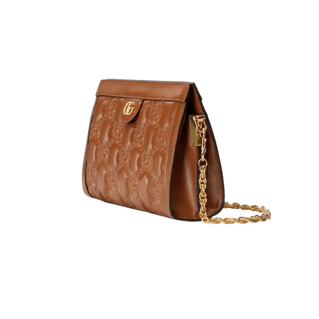 GG BORSA MATELASSÉ MISURA PICCOLA IN PELLE MARRONE CHIARO