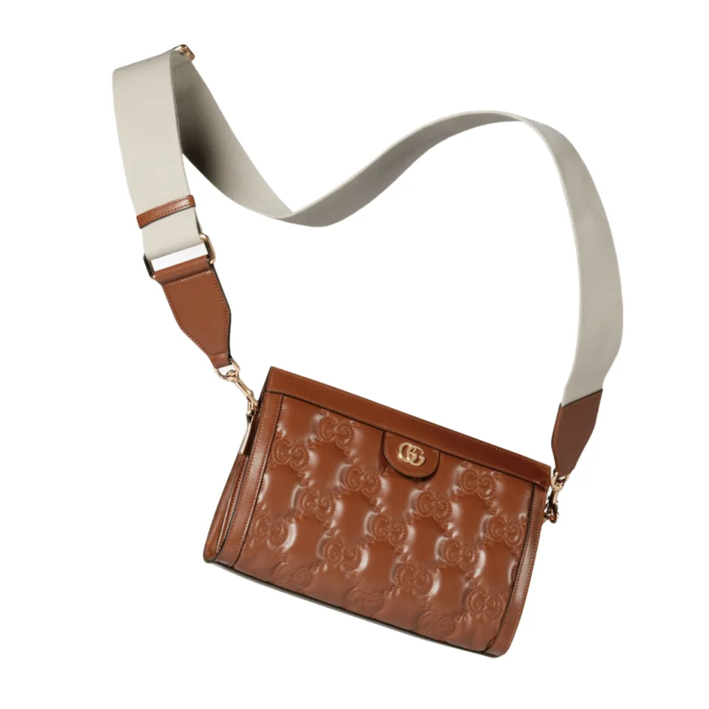 GG BORSA MATELASSÉ MISURA PICCOLA IN PELLE MARRONE CHIARO