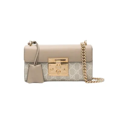 GG BORSA MINI A TRACOLLA PADLOCK SUPREME BIANCO BEIGE AVENA