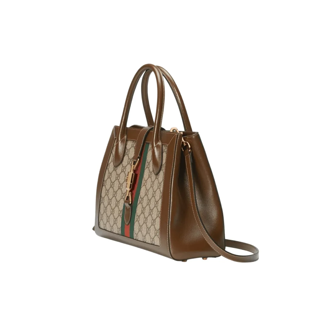 GG BORSA SHOPPING JACKIE 1961 MEDIA LOGO SUPREME BEIGE ED EBANO