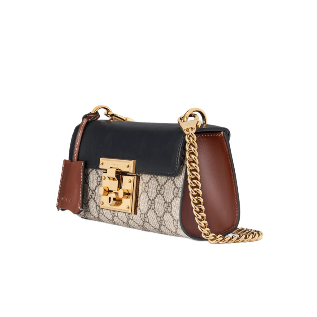 GG BORSA MINI A TRACOLLA PADLOCK SUPREME BEIGE ED EBANO