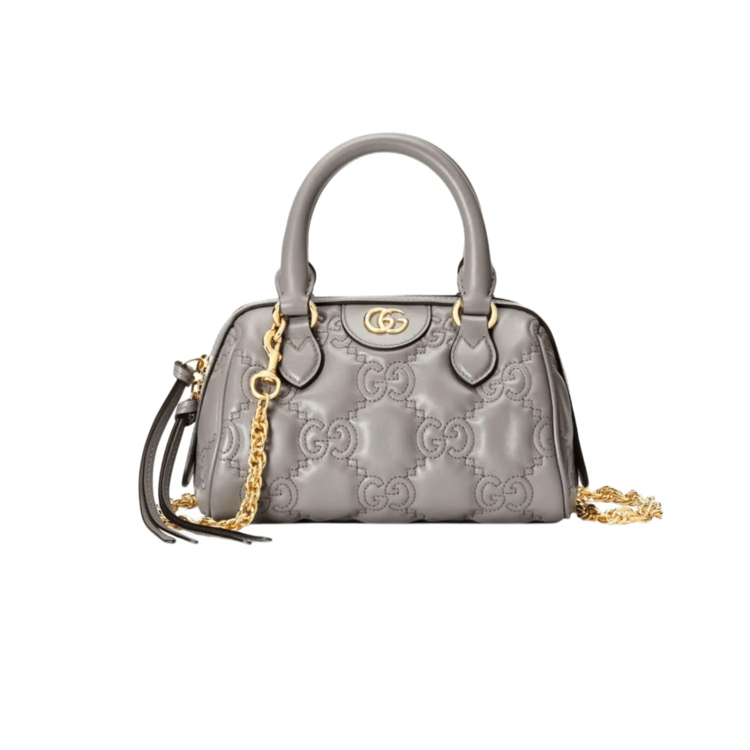 GG BORSA TOTE METALESSÉ GRIGIO LOGO ORO