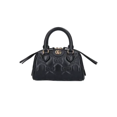 GG BORSA TOTE METALESSÉ NERO LOGO ORO