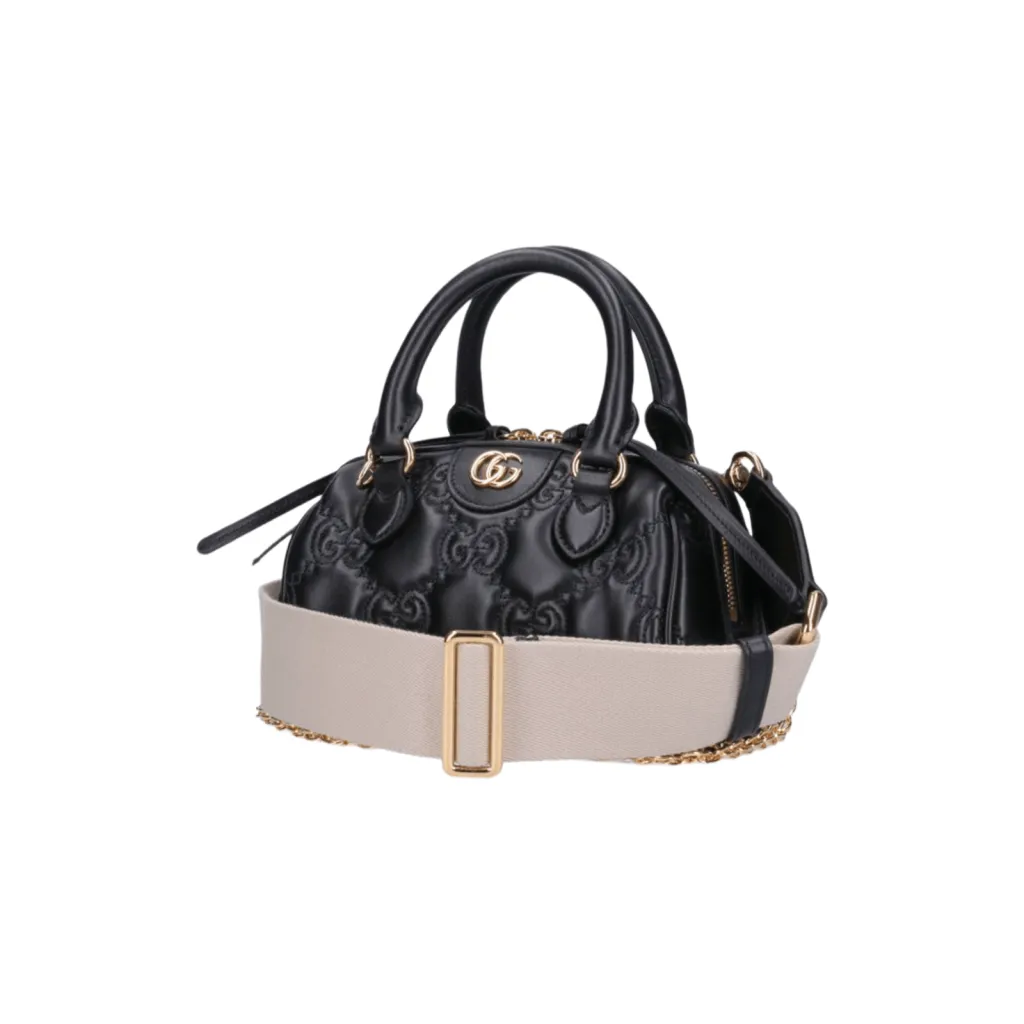 GG BORSA TOTE METALESSÉ NERO LOGO ORO