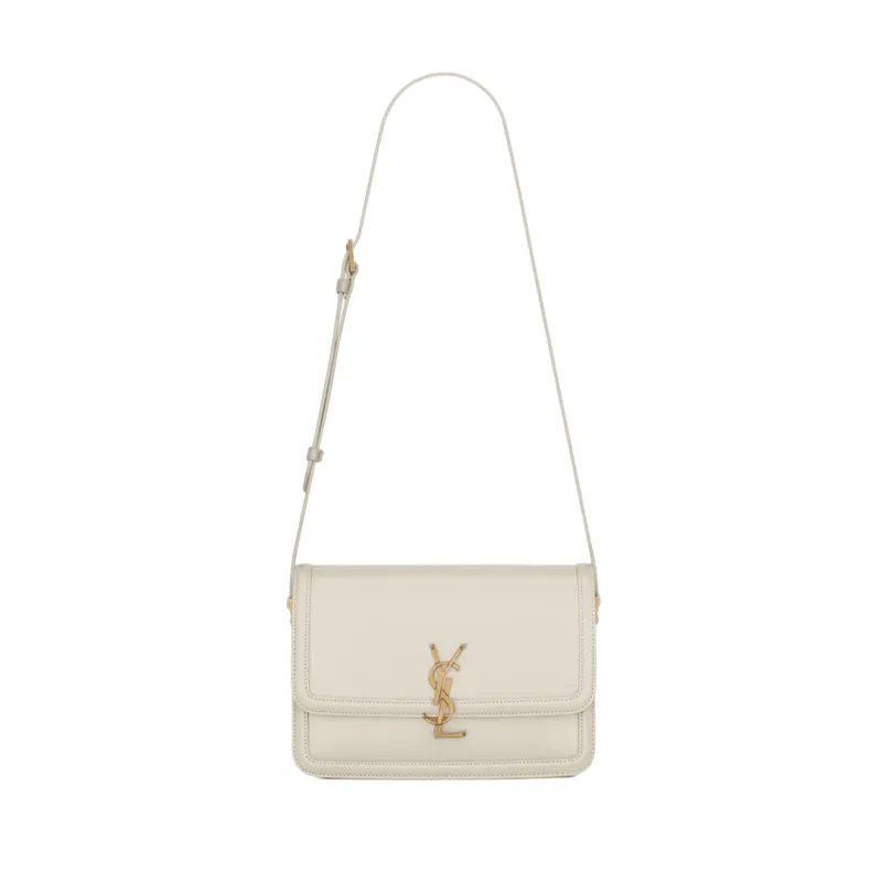 YSL BORSA SOLFERINO MEDIUM SATCHEL IN PELLE BOX BLANC VINTAGE