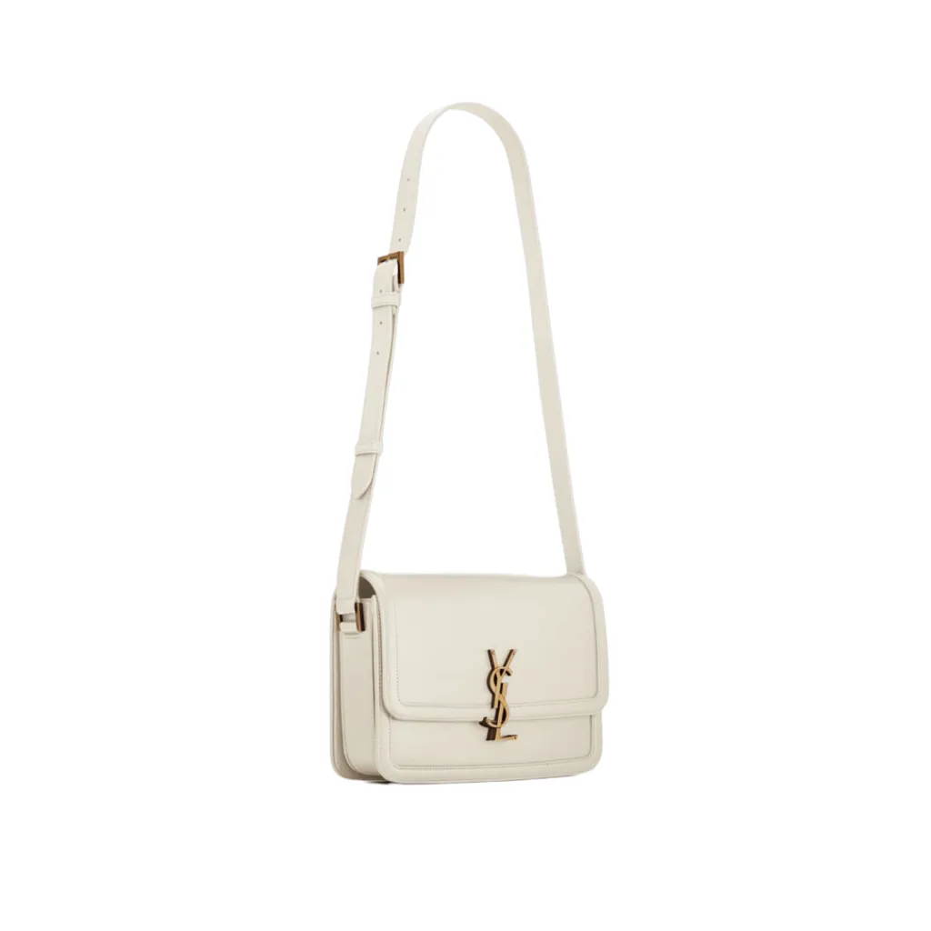 YSL BORSA SOLFERINO MEDIUM SATCHEL IN PELLE BOX BLANC VINTAGE