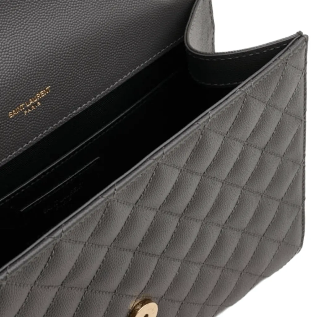 YSL BORSA A TRACOLLA ENVELOPE MEDIA GRIGIA LOGO GOLD