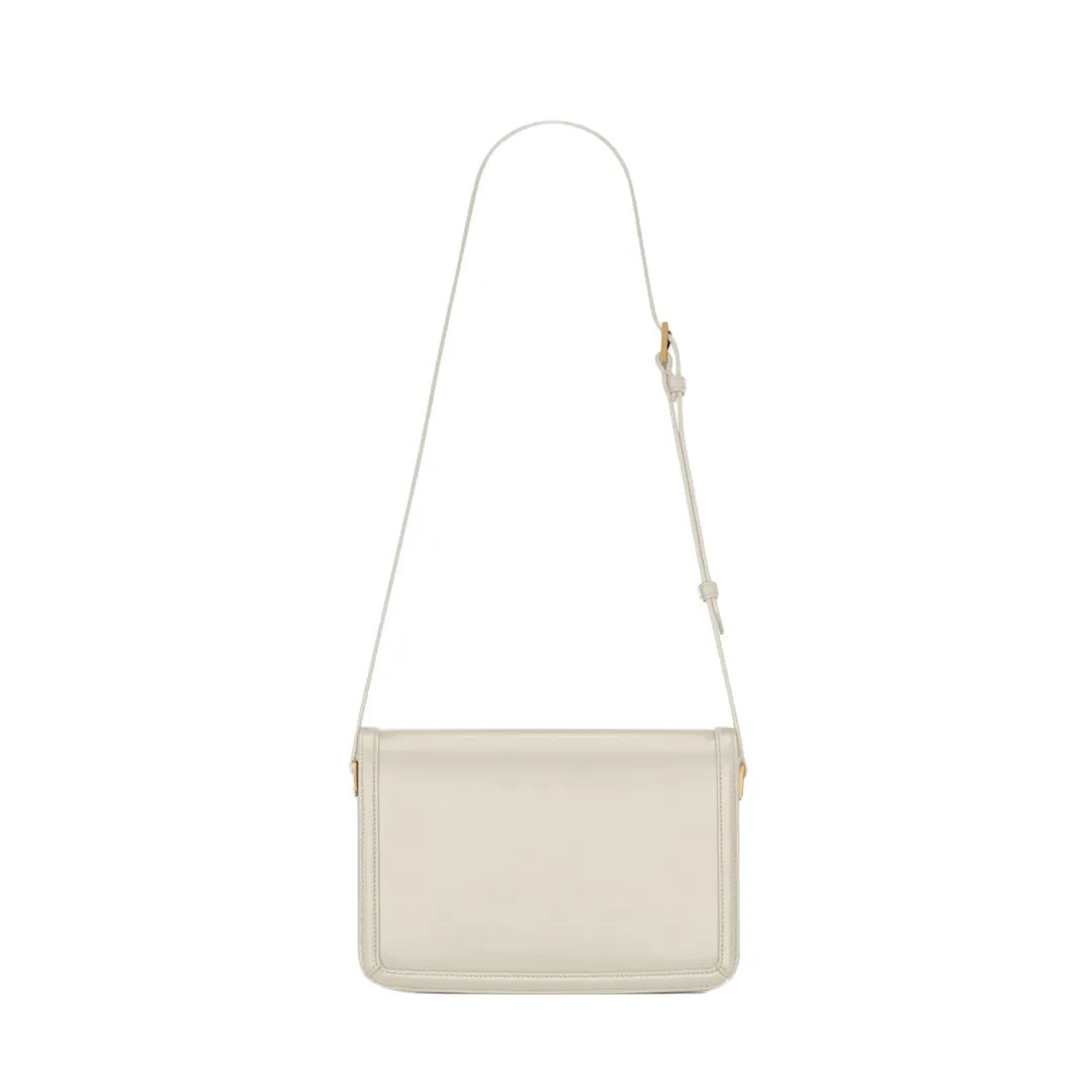 YSL BORSA SOLFERINO MEDIUM SATCHEL IN PELLE BOX BLANC VINTAGE