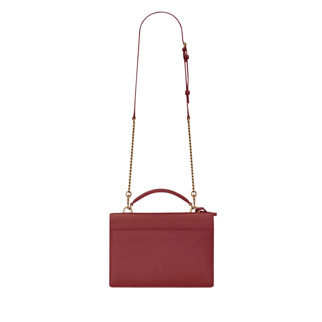 YSL BORSA A SPALLA SUNSET MEDIUM IN PELLE LISCIA ROUGE OPYUM