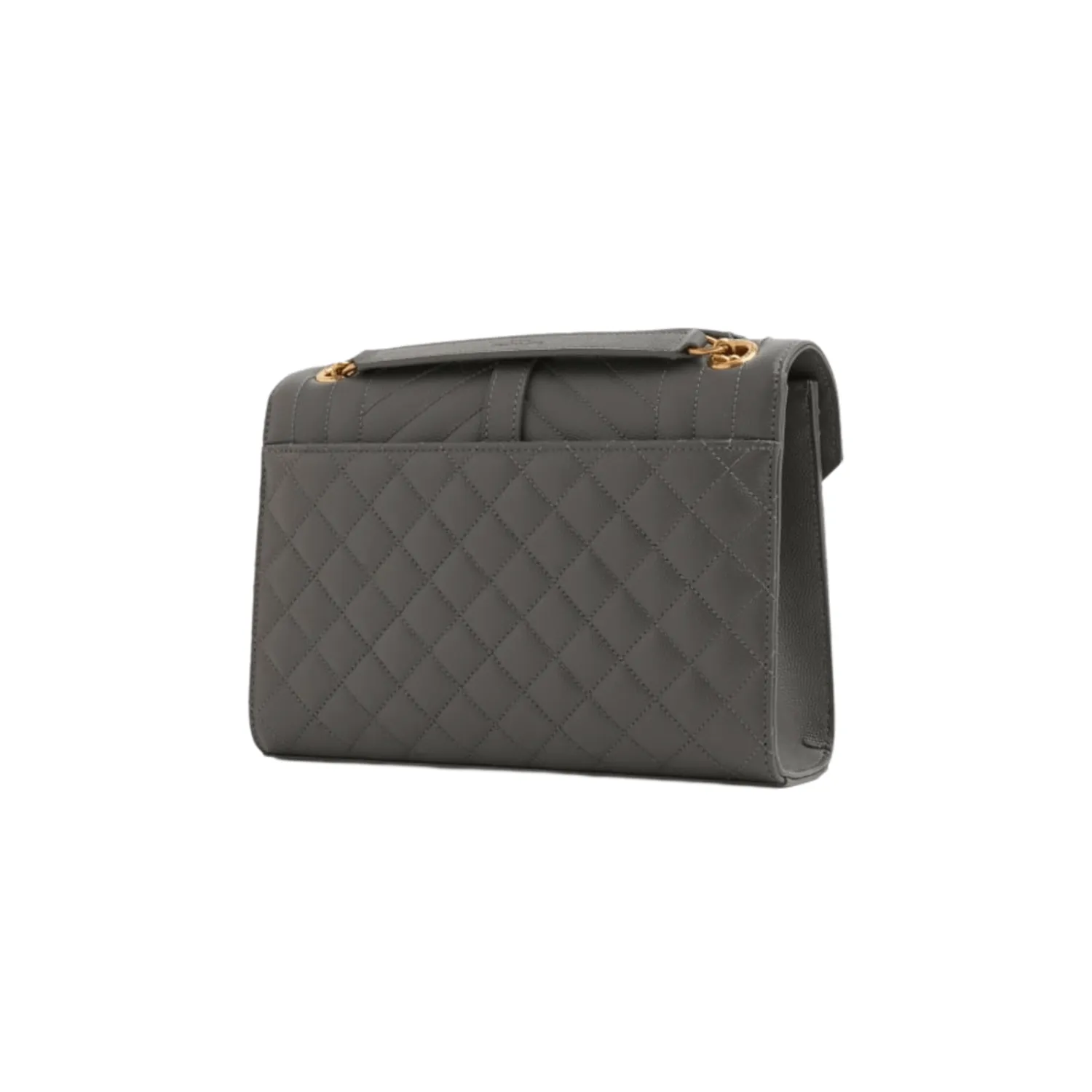 YSL BORSA A TRACOLLA ENVELOPE MEDIA GRIGIA LOGO GOLD