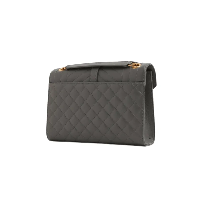 YSL BORSA A TRACOLLA ENVELOPE MEDIA GRIGIA LOGO GOLD