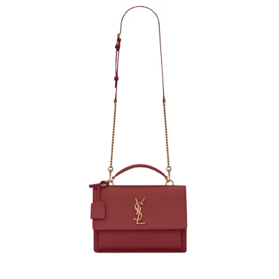 YSL BORSA A SPALLA SUNSET MEDIUM IN PELLE LISCIA ROUGE OPYUM