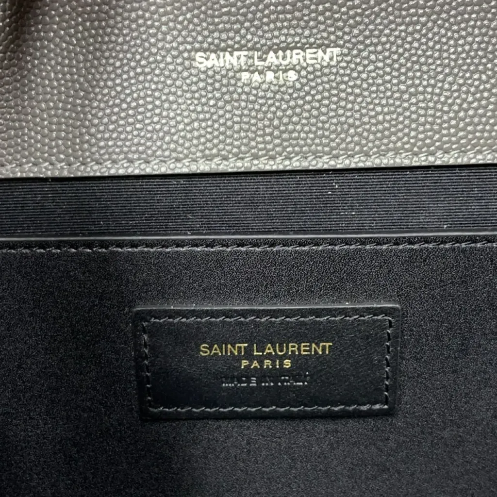 YSL BORSA A TRACOLLA ENVELOPE MEDIA GRIGIA LOGO GOLD