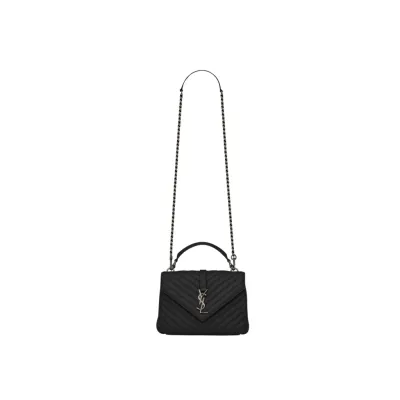 YSL BORSA COLLEGE MEDIA NERO ARGENTO