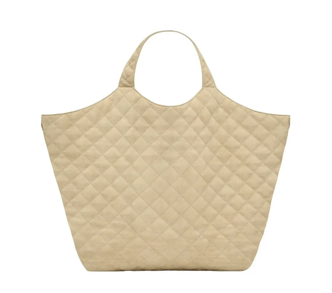 YSL BORSA ICARE GRANDE BEIGE LOGO ORO