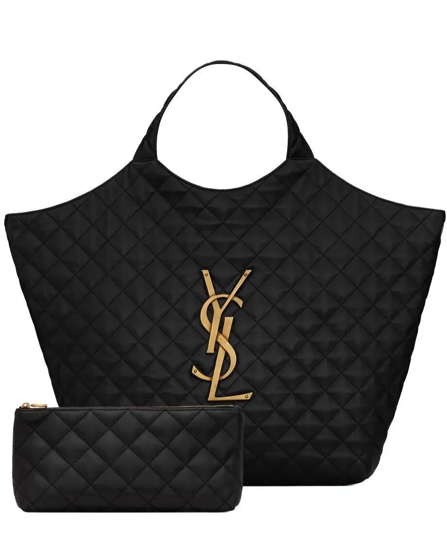 YSL BORSA ICARE GRANDE NERO LOGO ORO