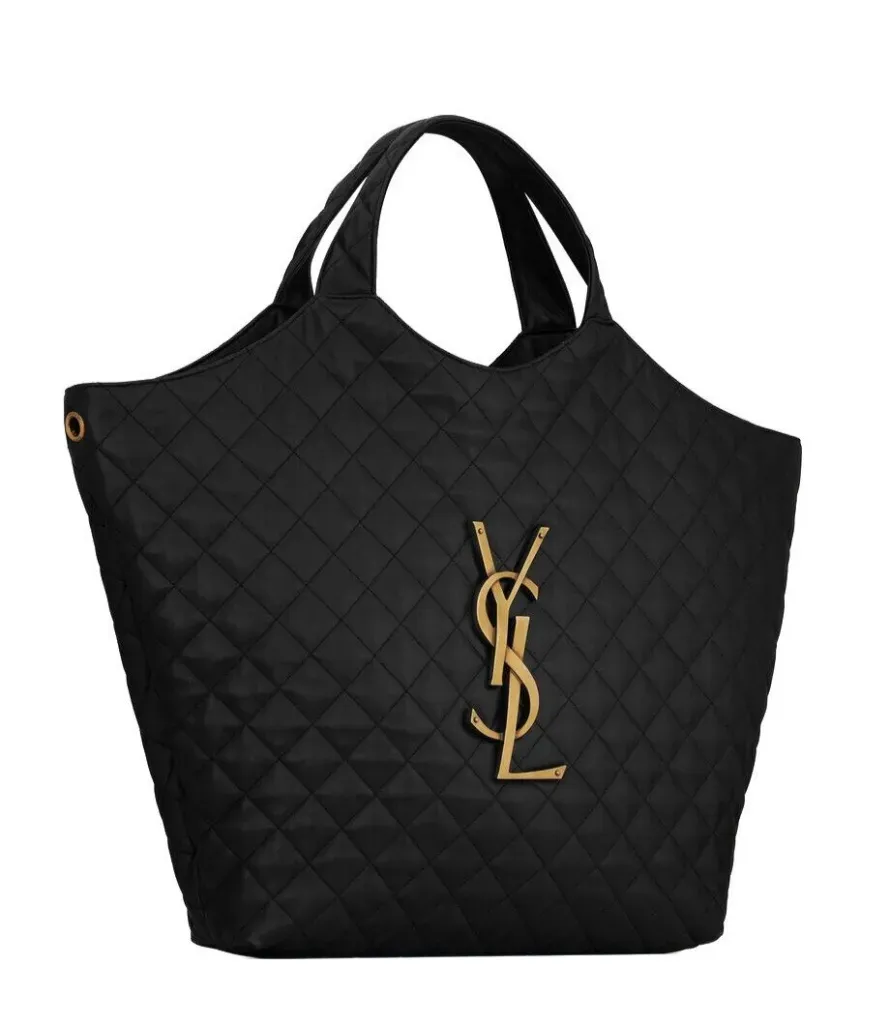YSL BORSA ICARE GRANDE NERO LOGO ORO