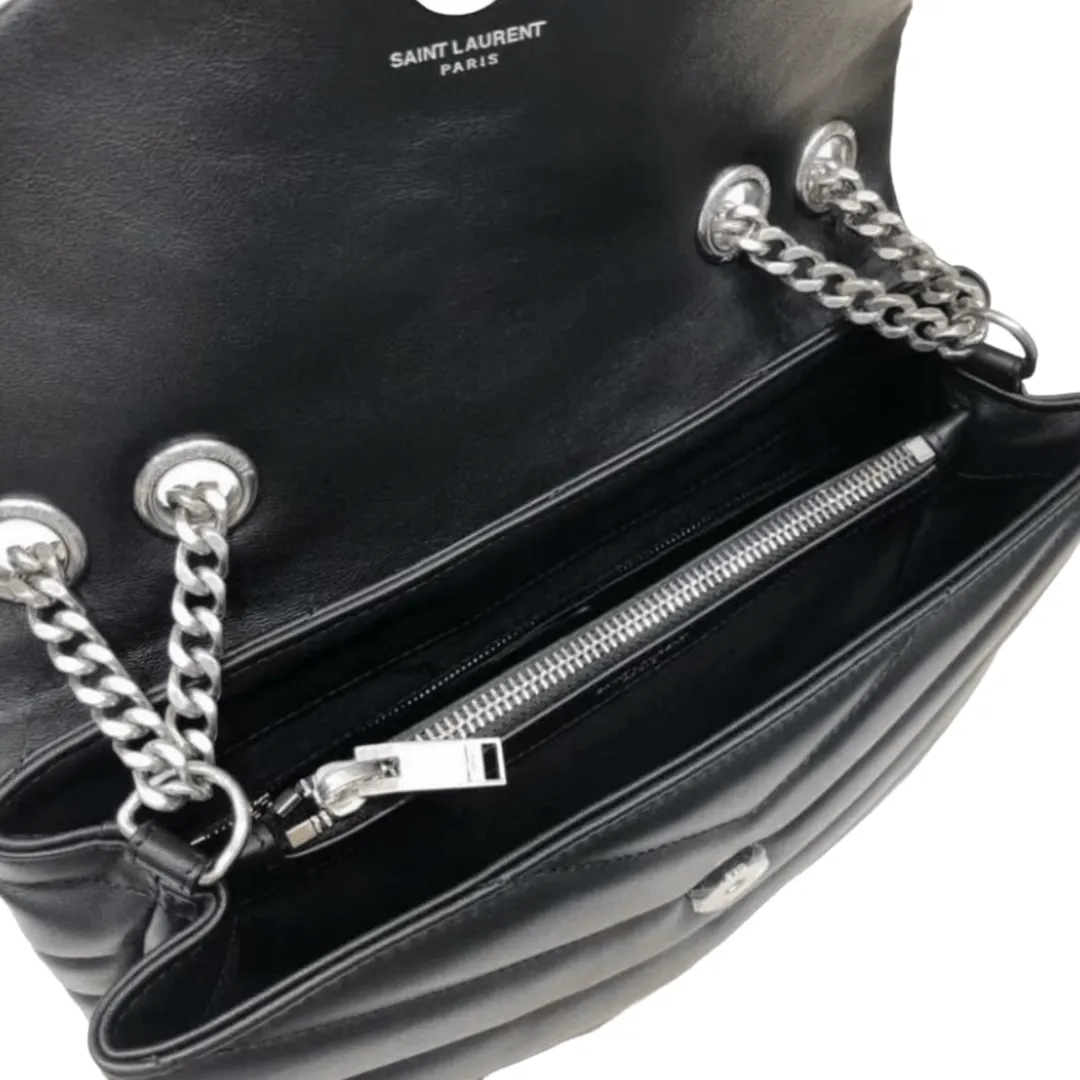 YSL BORSA LOULOU SMALL NERO/SILVER