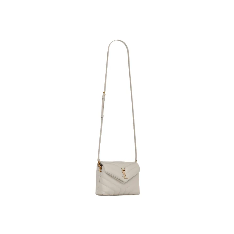 YSL BORSA LOULOU TOY IN PELLE TRAPUNTATA A “Y” SMALL BLANC VINTAGE