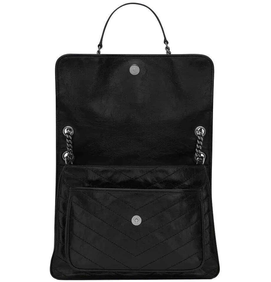 YSL BORSA NIKI GRANDE NERA LOGO NERO