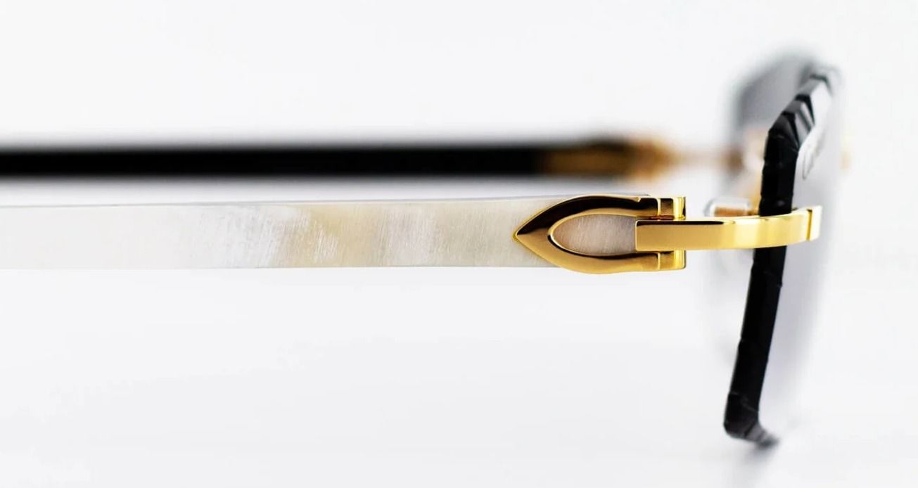 Cartier White Horn Sunglasses with Gold Detail &amp; Grey Gradient Lens AAA+