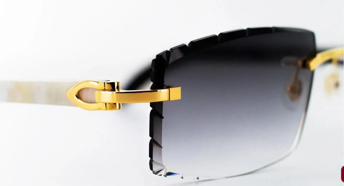 Cartier White Horn Sunglasses with Gold Detail &amp; Grey Gradient Lens AAA+