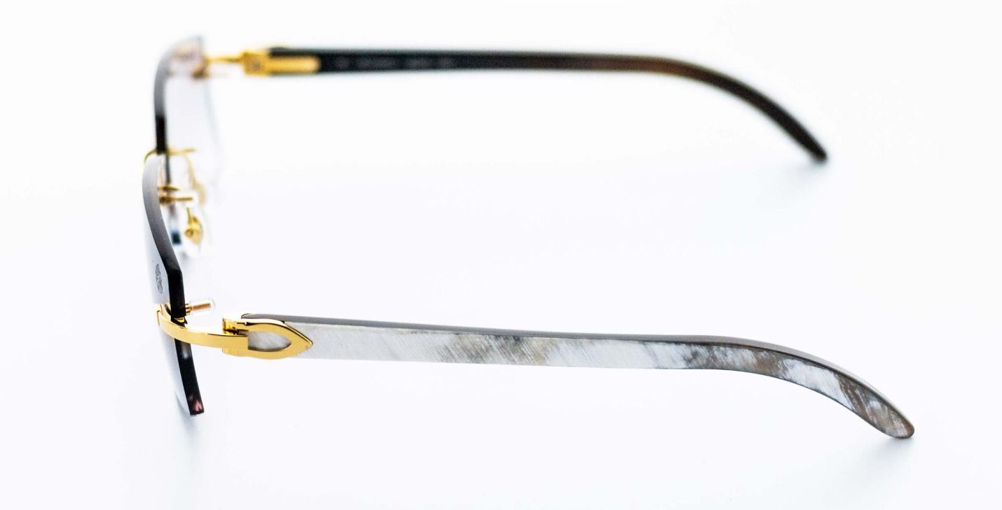 Cartier White Horn Sunglasses with Gold Detail &amp; Grey Gradient Lens AAA+