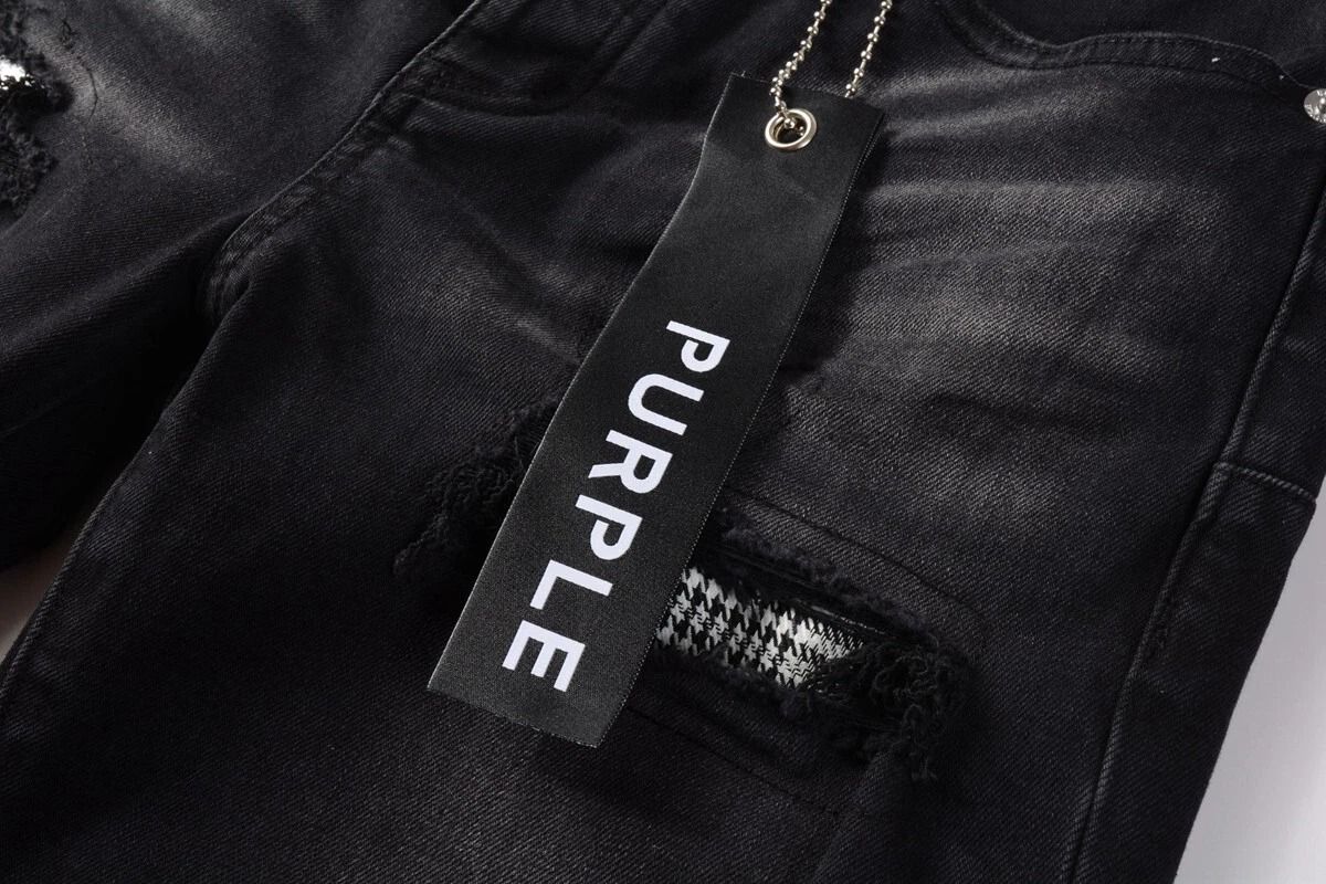 Purple Brand Shorts jeans Patchwork Men's Crease Skinny Fit