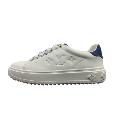 Sneakers In Pelle Bianco &amp; Blu