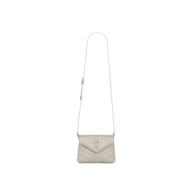 YSL BORSA LOULOU TOY IN PELLE TRAPUNTATA A “Y” SMALL BLANC VINTAGE