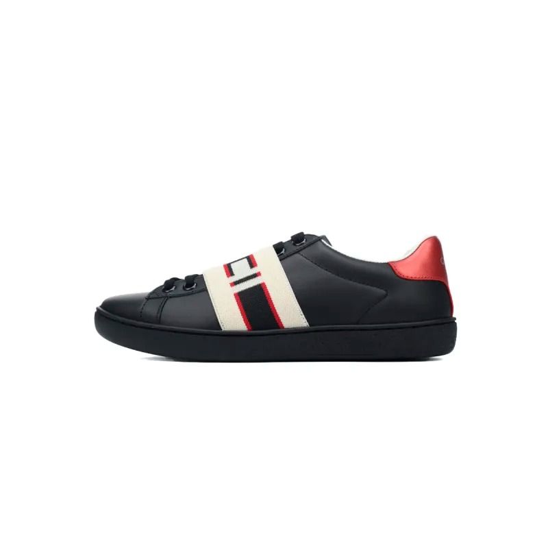 GG Ace Stripe Leather &#39;Black&#39;