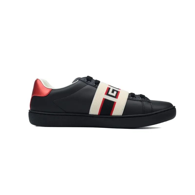 GG Ace Stripe Leather 'Black'