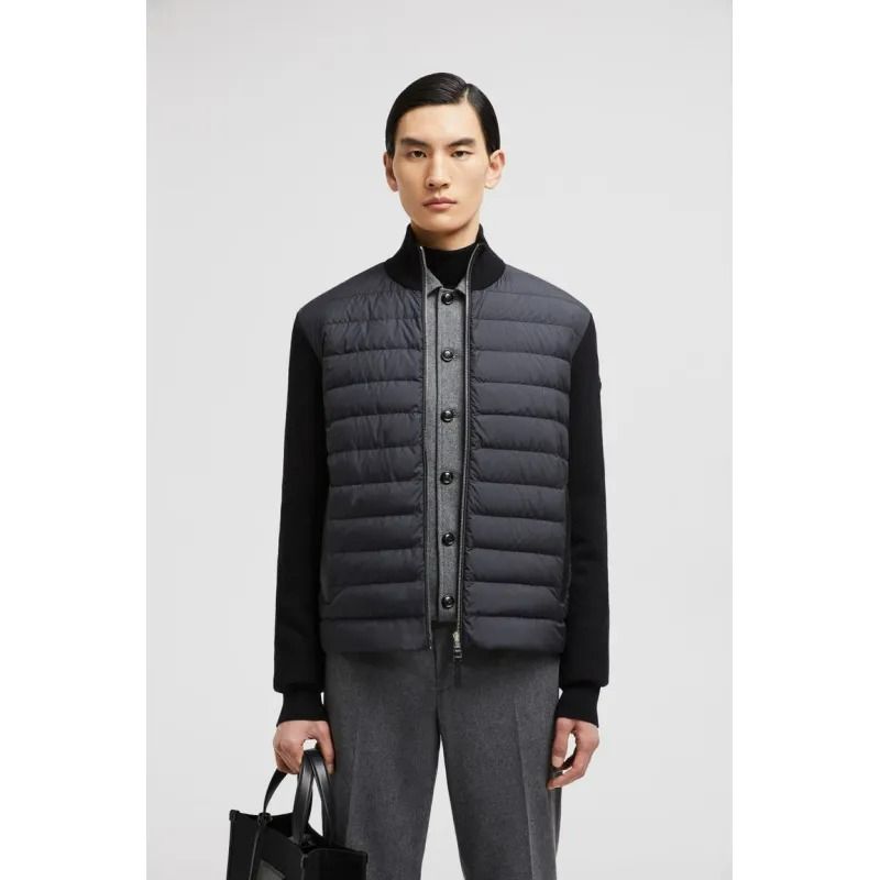 MONC*LER Padded Wool &amp; Cashmere Zip-Up Cardigan