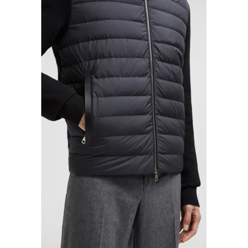 MONC*LER Padded Wool &amp; Cashmere Zip-Up Cardigan